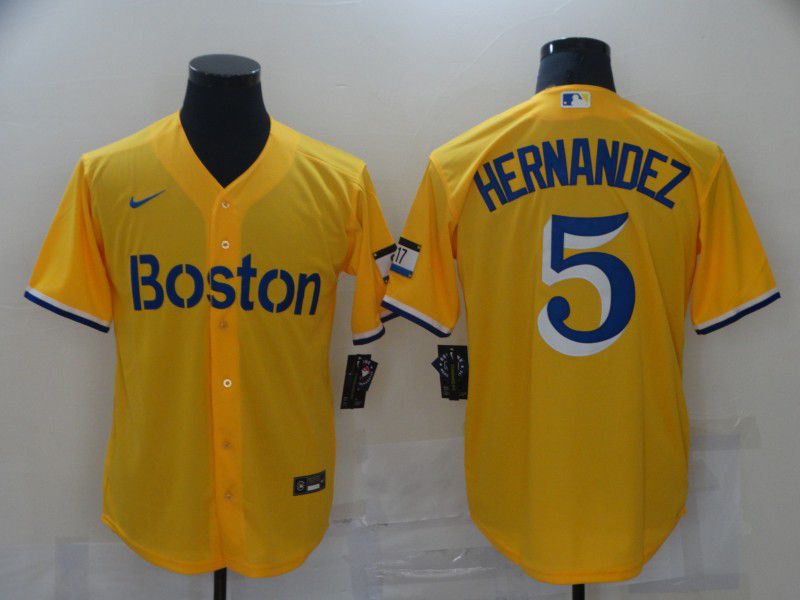 Men Boston Red Sox #5 Hernandez Yellow City Edition Game 2021 Nike MLB Jerseys->st.louis cardinals->MLB Jersey